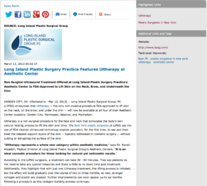 plastic surgery in new york, plastic surgeons in new york, ultherapy