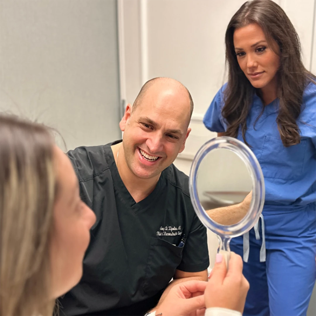 dr. hilinski with a happy patient
