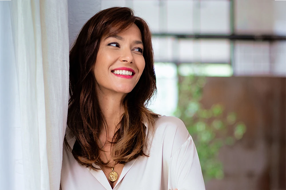 happy middle-aged woman